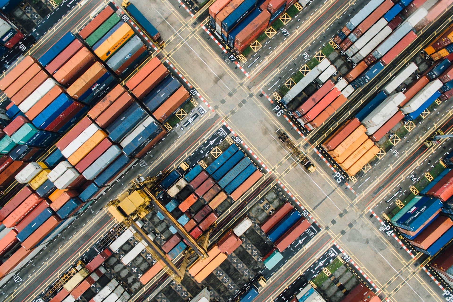 Aerial view of port and logistics infrastructure